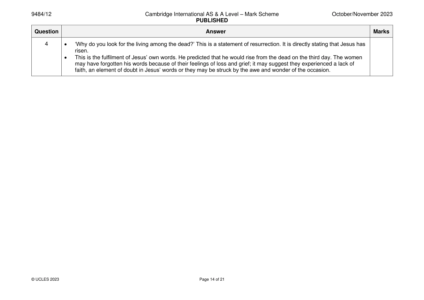 Mark scheme, page 14 of 21