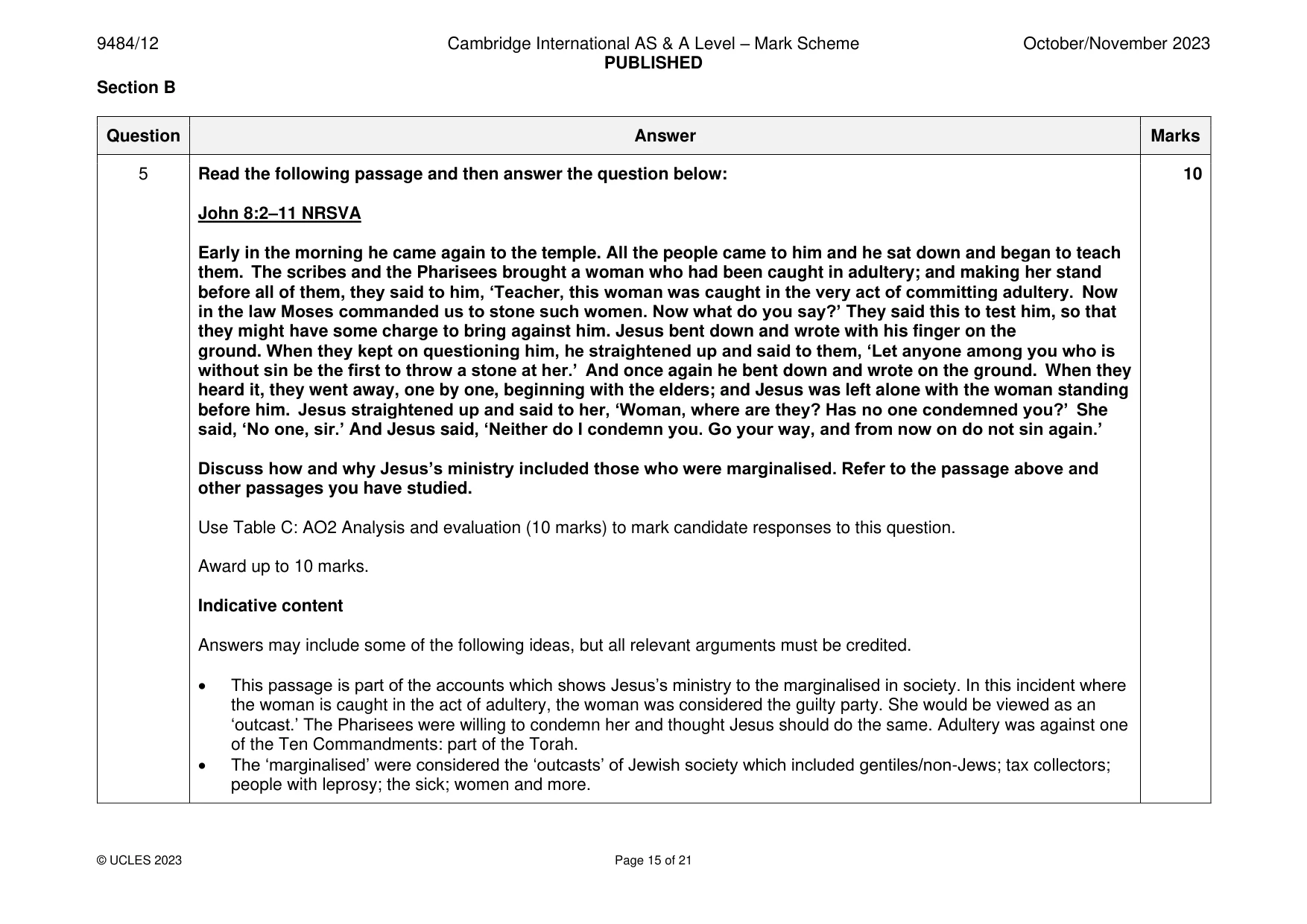 Mark scheme, page 15 of 21