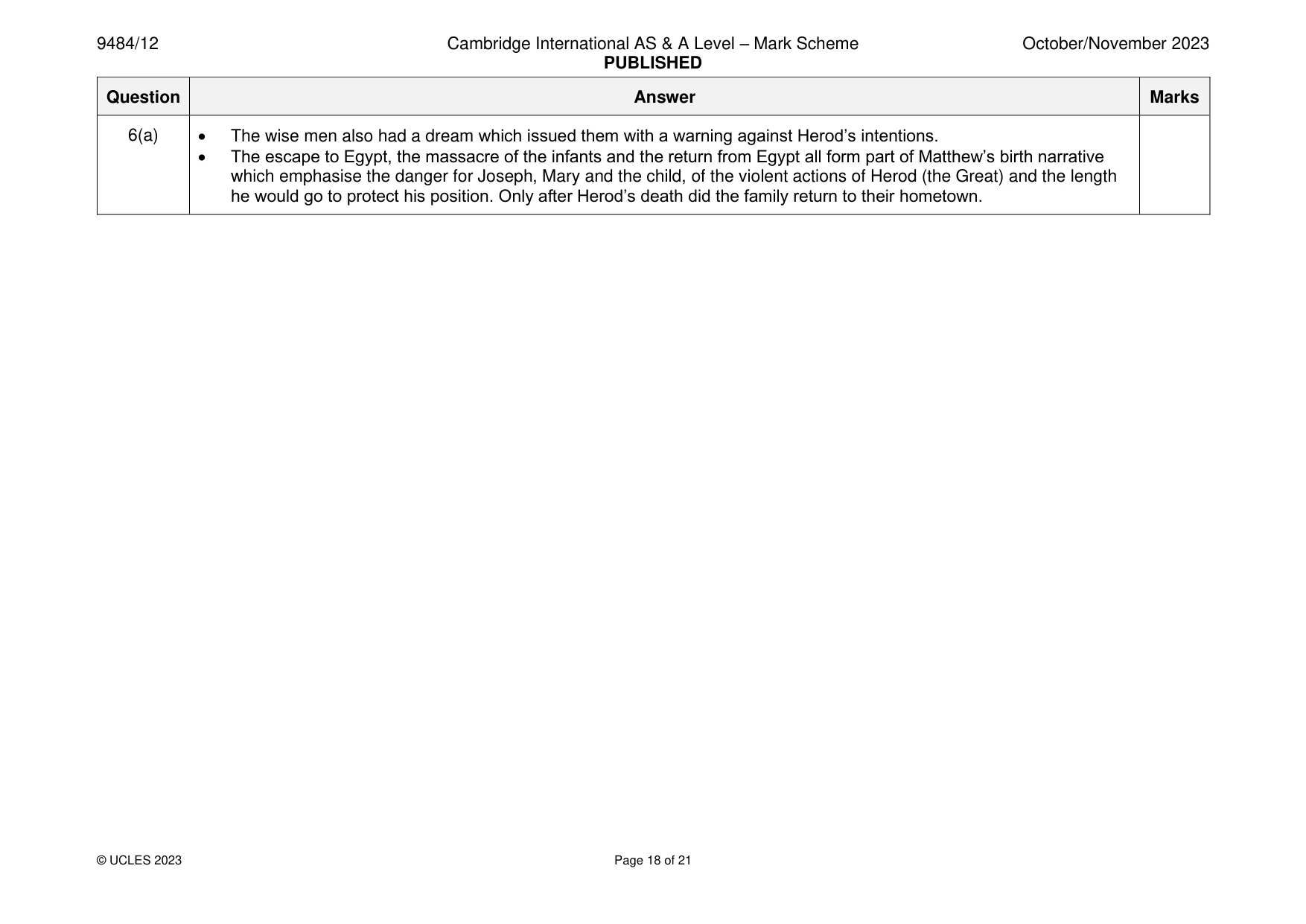 Mark scheme, page 18 of 21