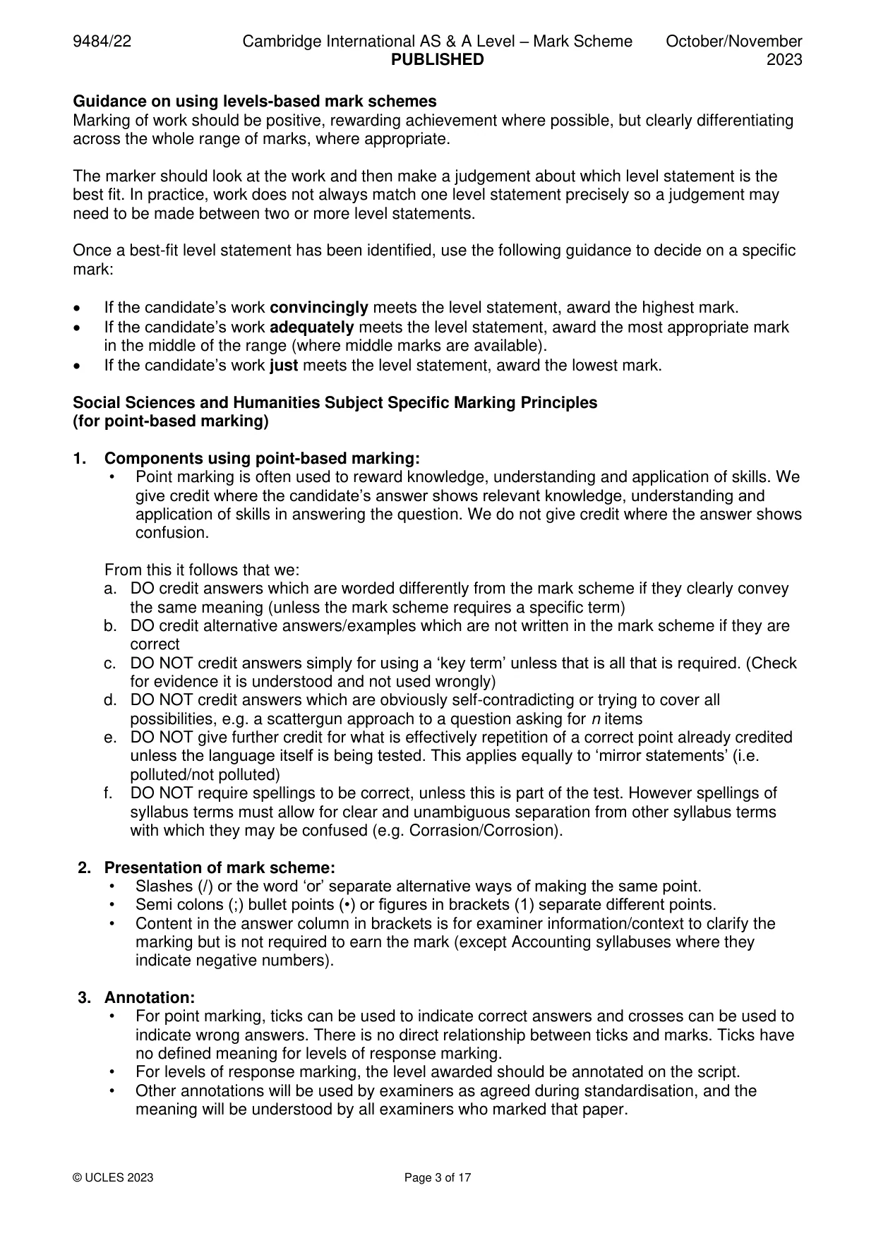 Mark scheme, page 3 of 17