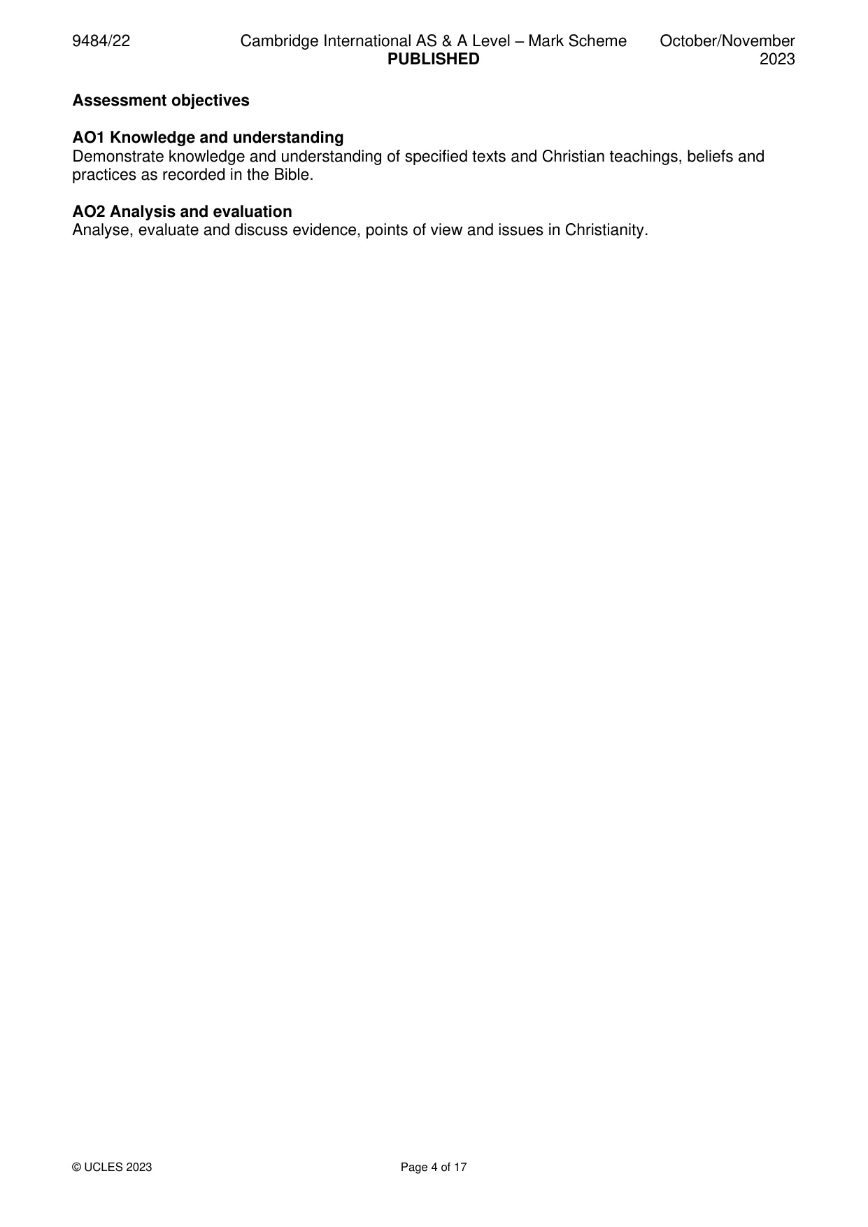 Mark scheme, page 4 of 17
