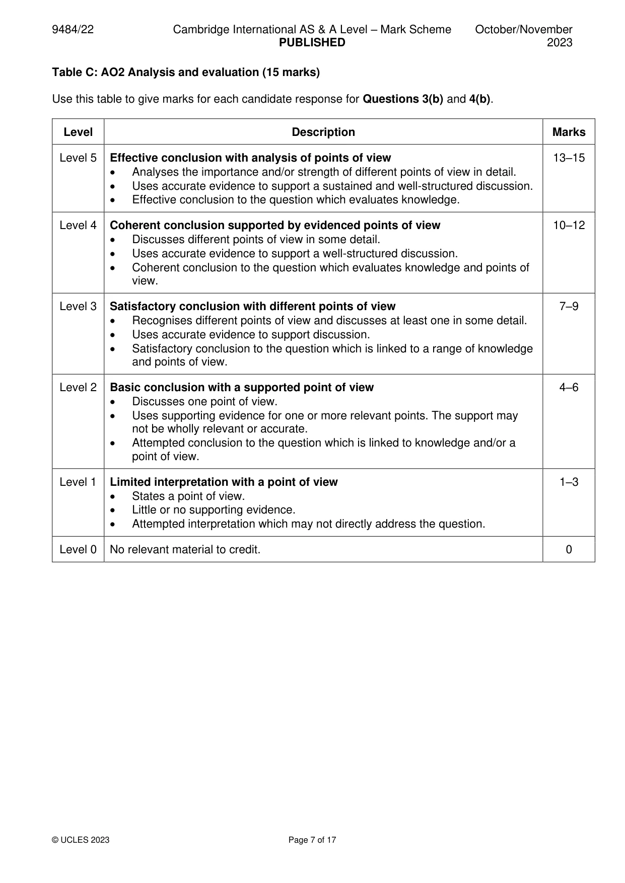 Mark scheme, page 7 of 17