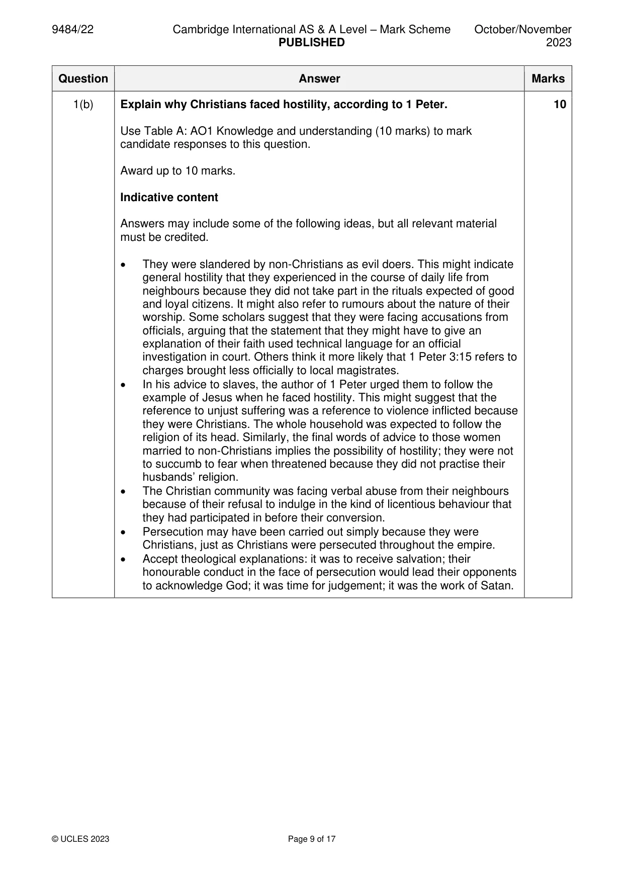 Mark scheme, page 9 of 17