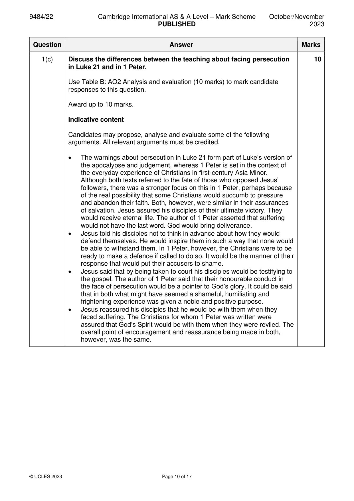 Mark scheme, page 10 of 17