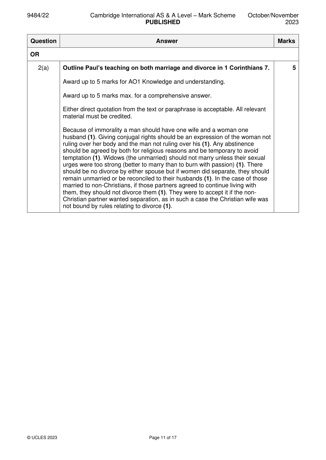 Mark scheme, page 11 of 17