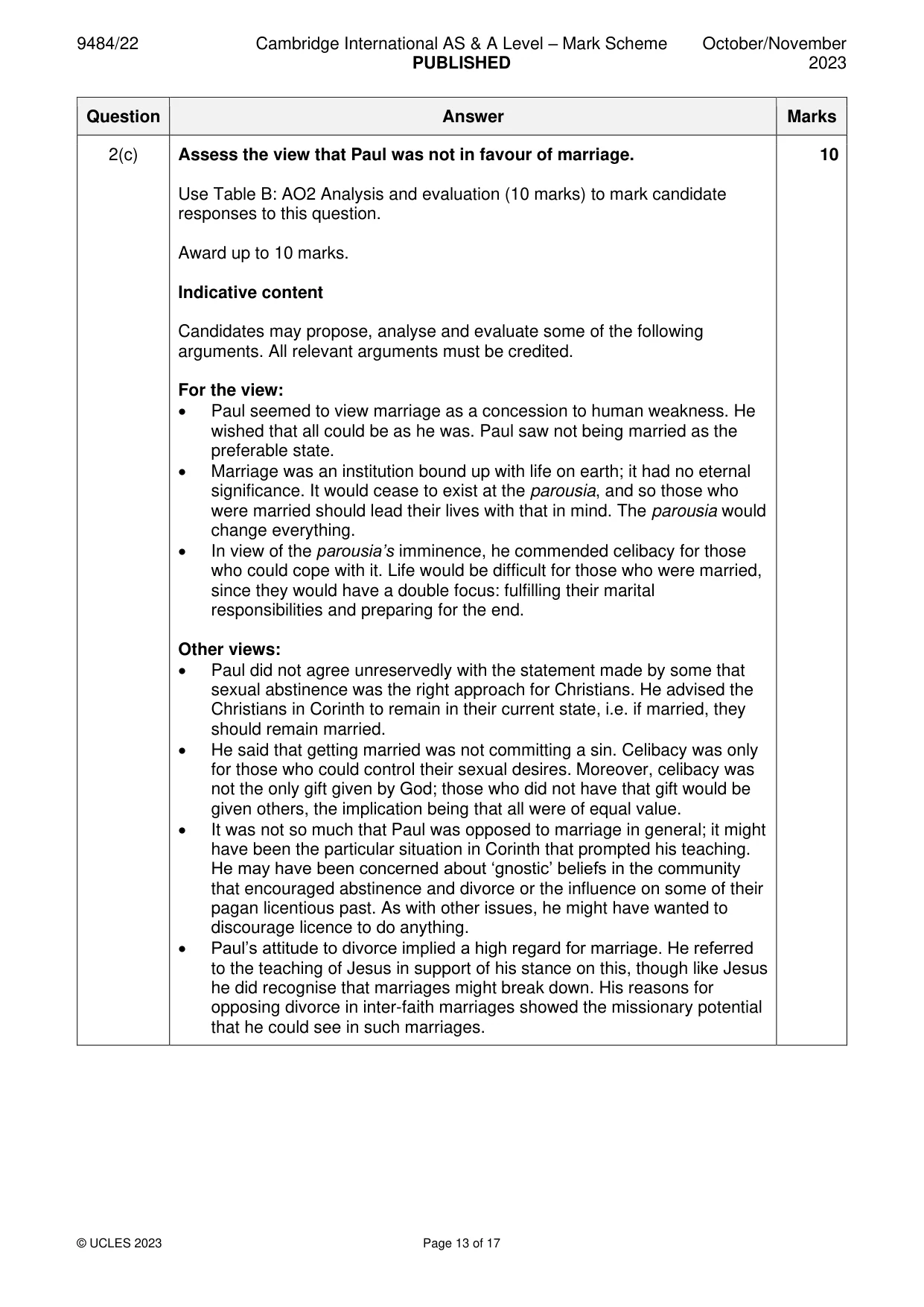 Mark scheme, page 13 of 17