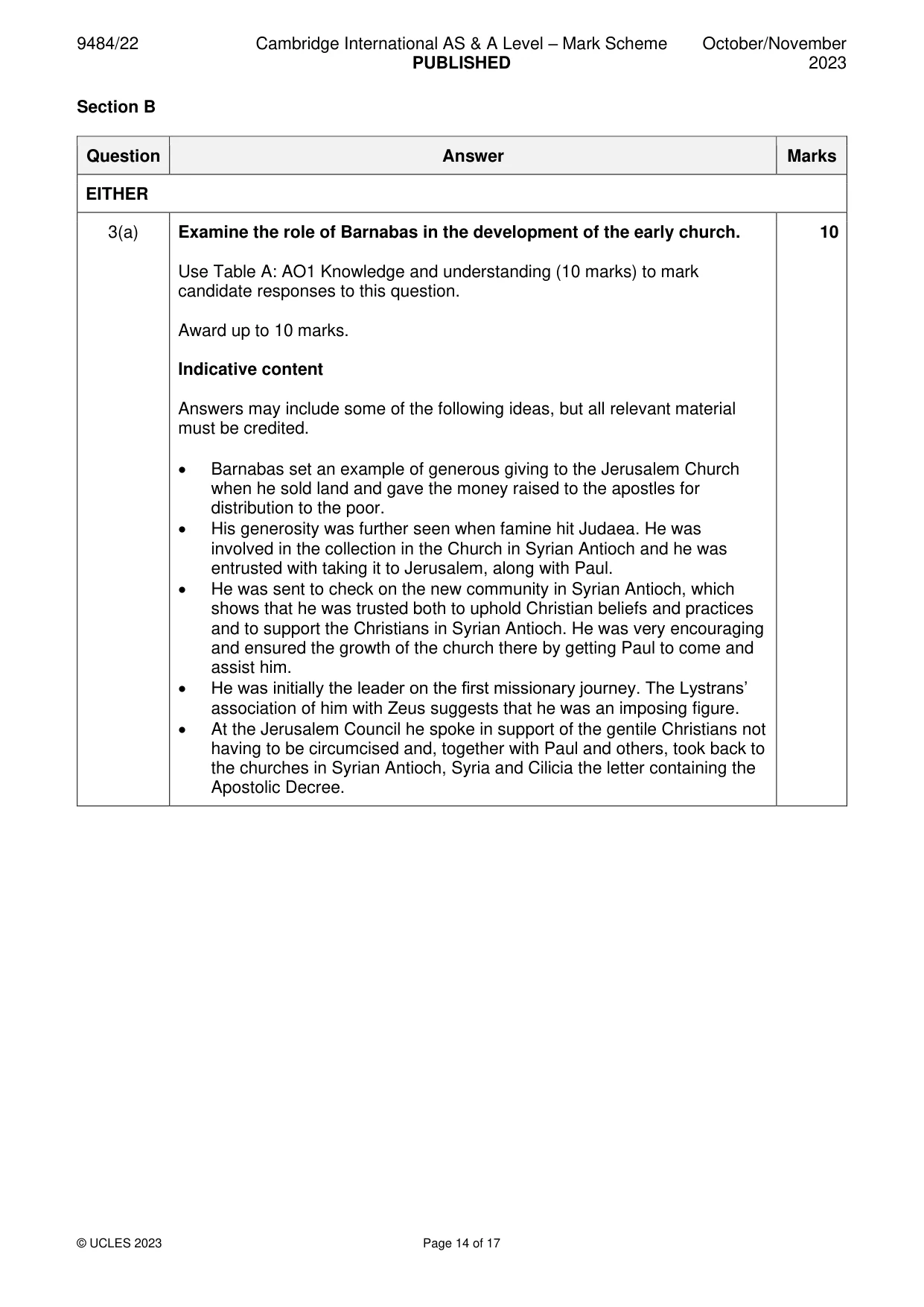 Mark scheme, page 14 of 17