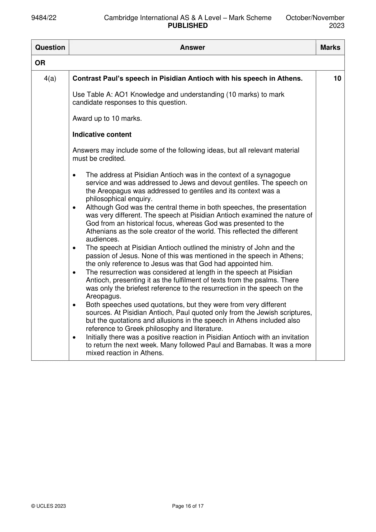 Mark scheme, page 16 of 17