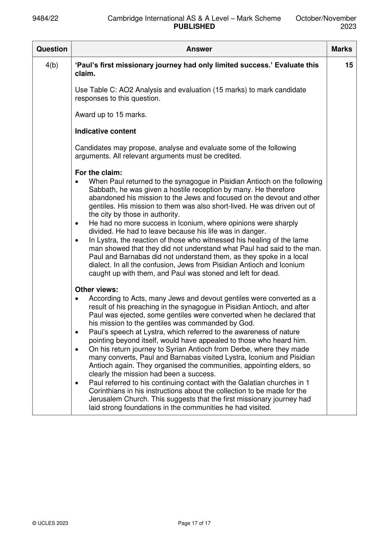 Mark scheme, page 17 of 17