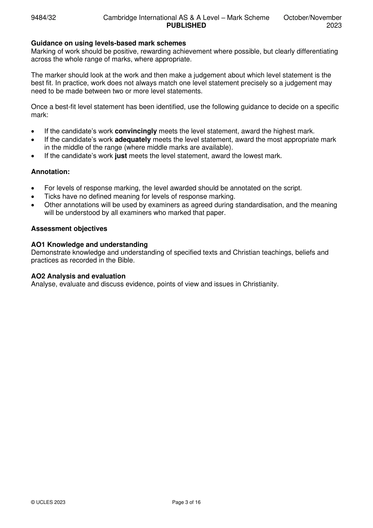 Mark scheme, page 3 of 16