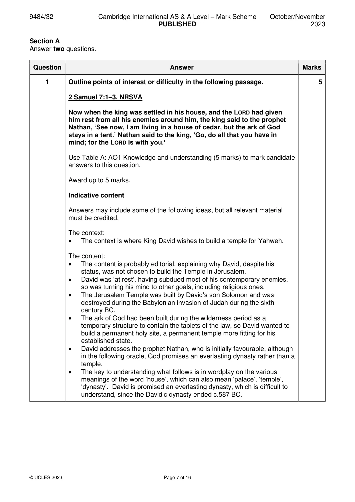 Mark scheme, page 7 of 16
