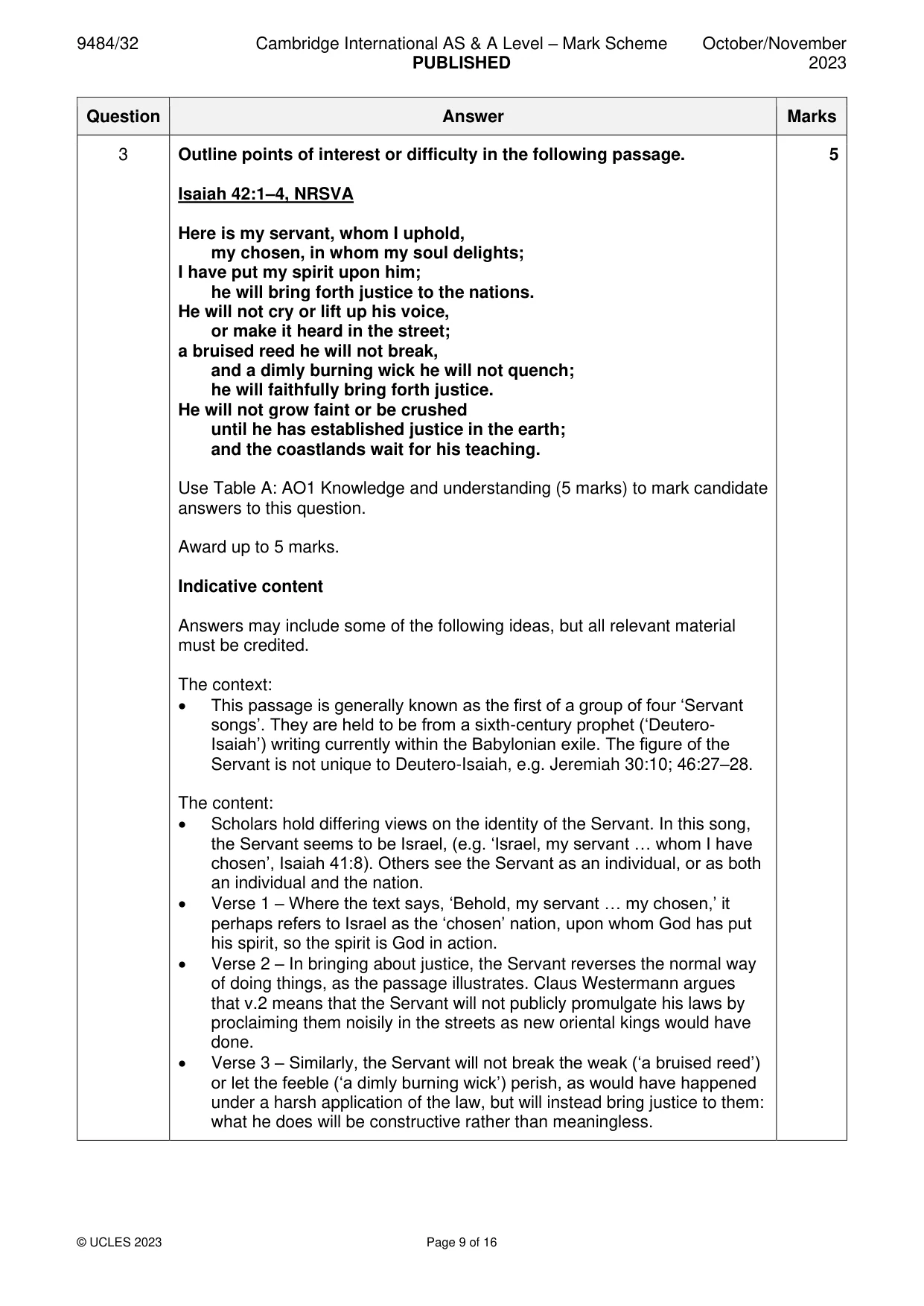 Mark scheme, page 9 of 16