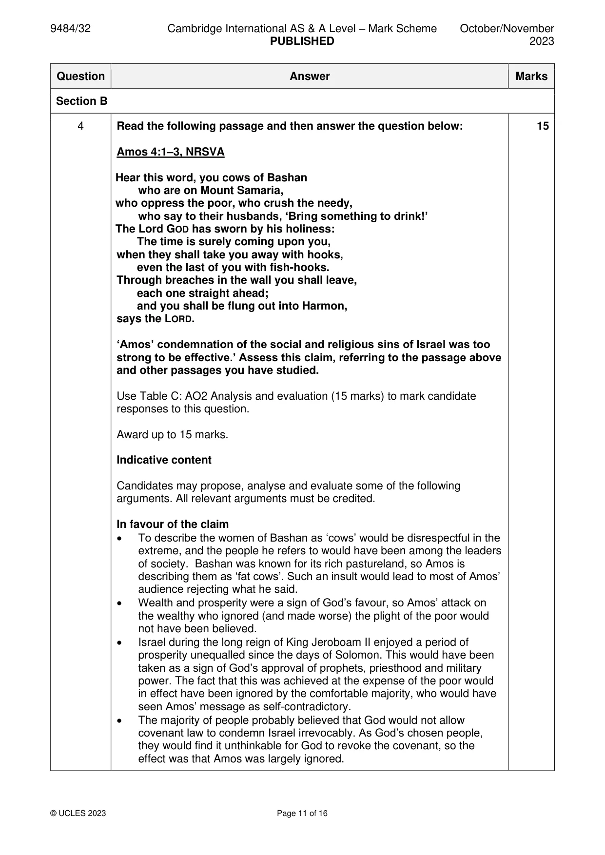 Mark scheme, page 11 of 16