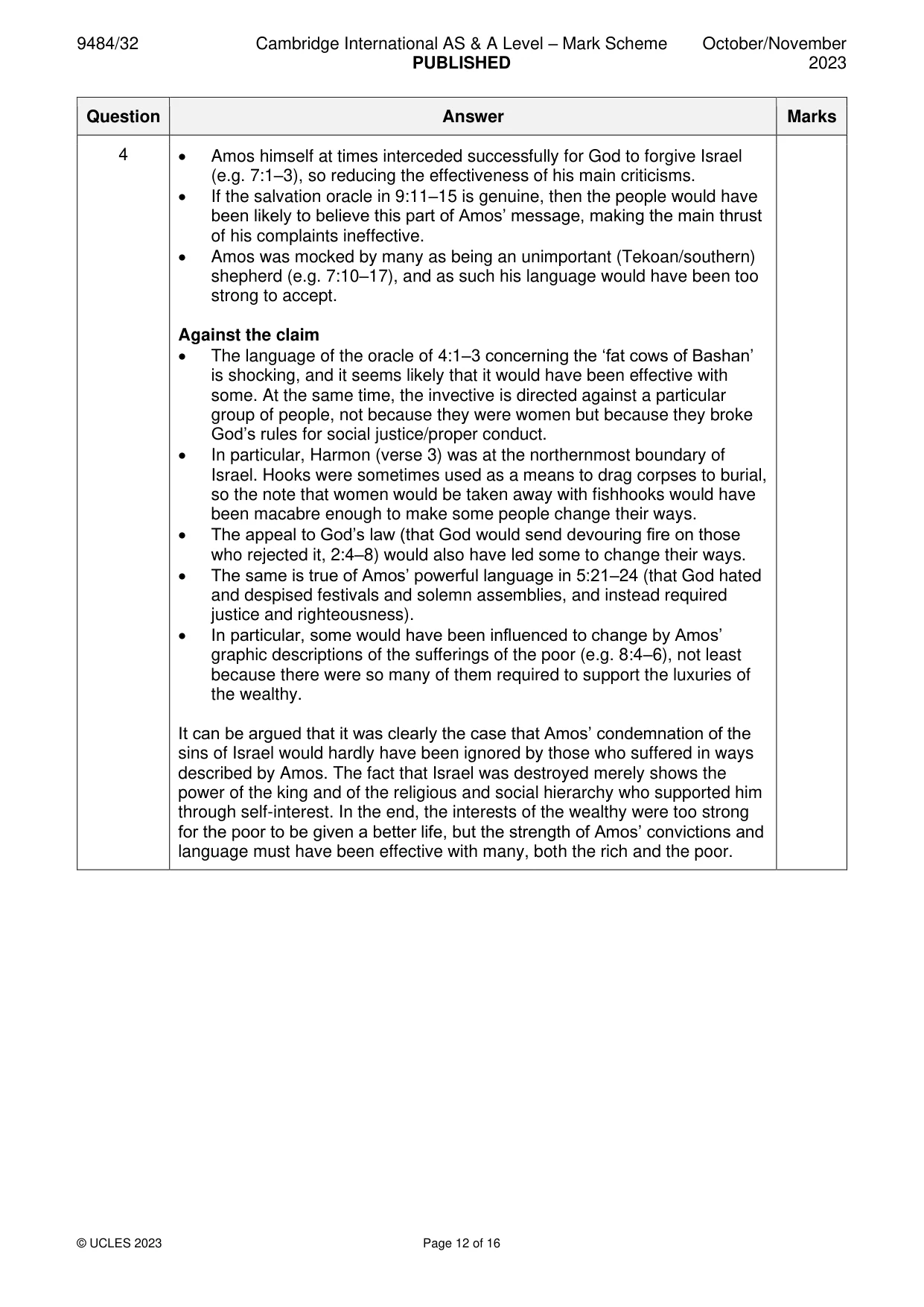 Mark scheme, page 12 of 16