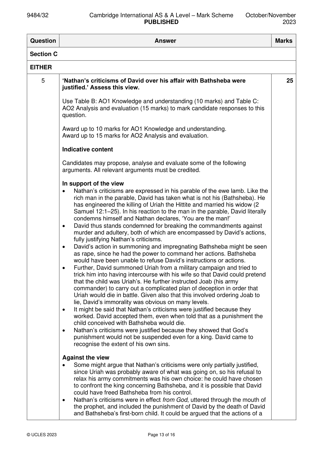 Mark scheme, page 13 of 16