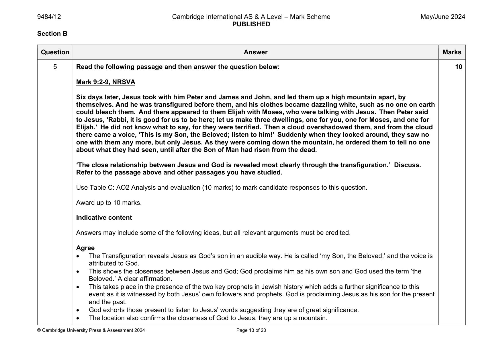 Mark scheme, page 13 of 20