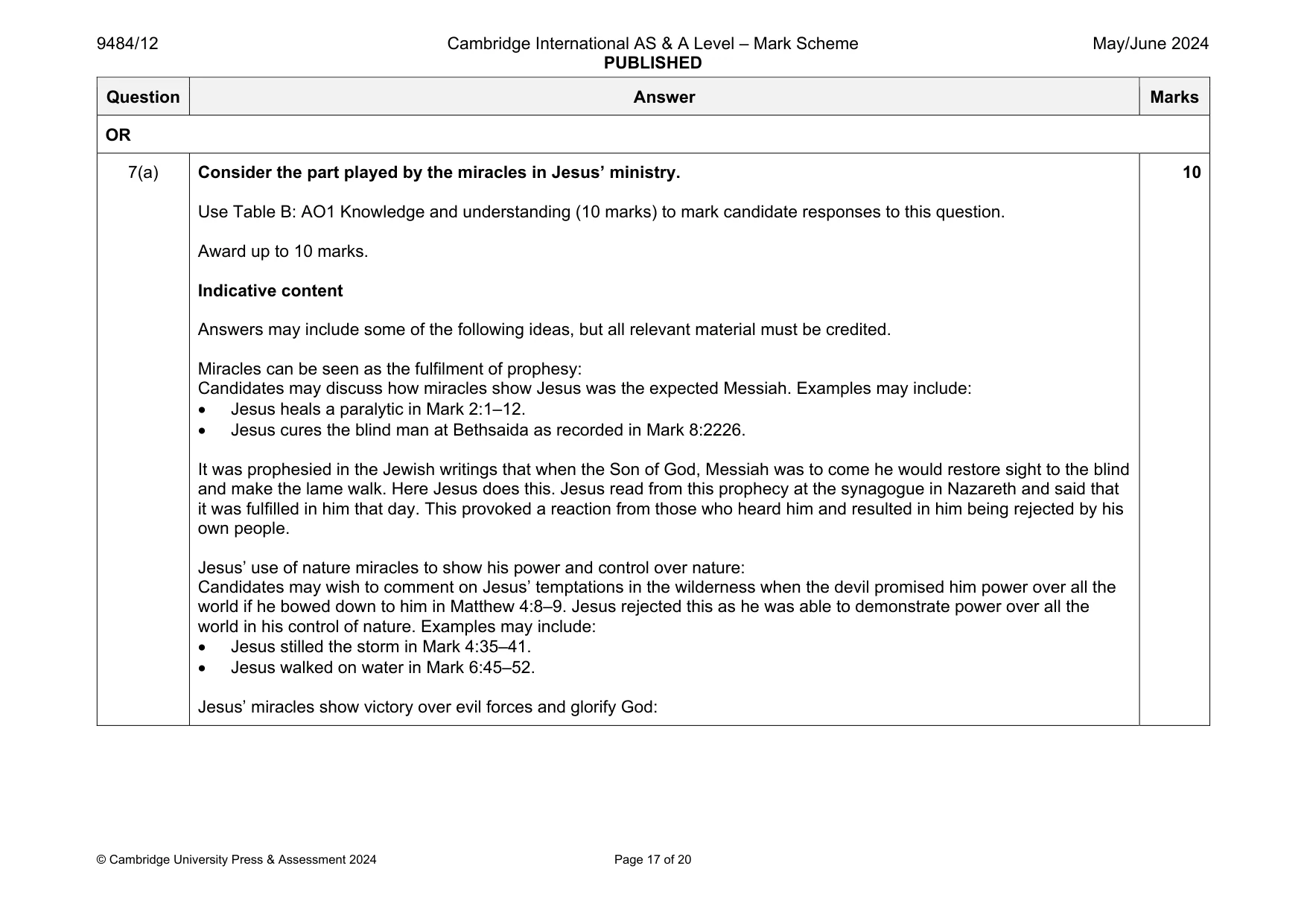 Mark scheme, page 17 of 20