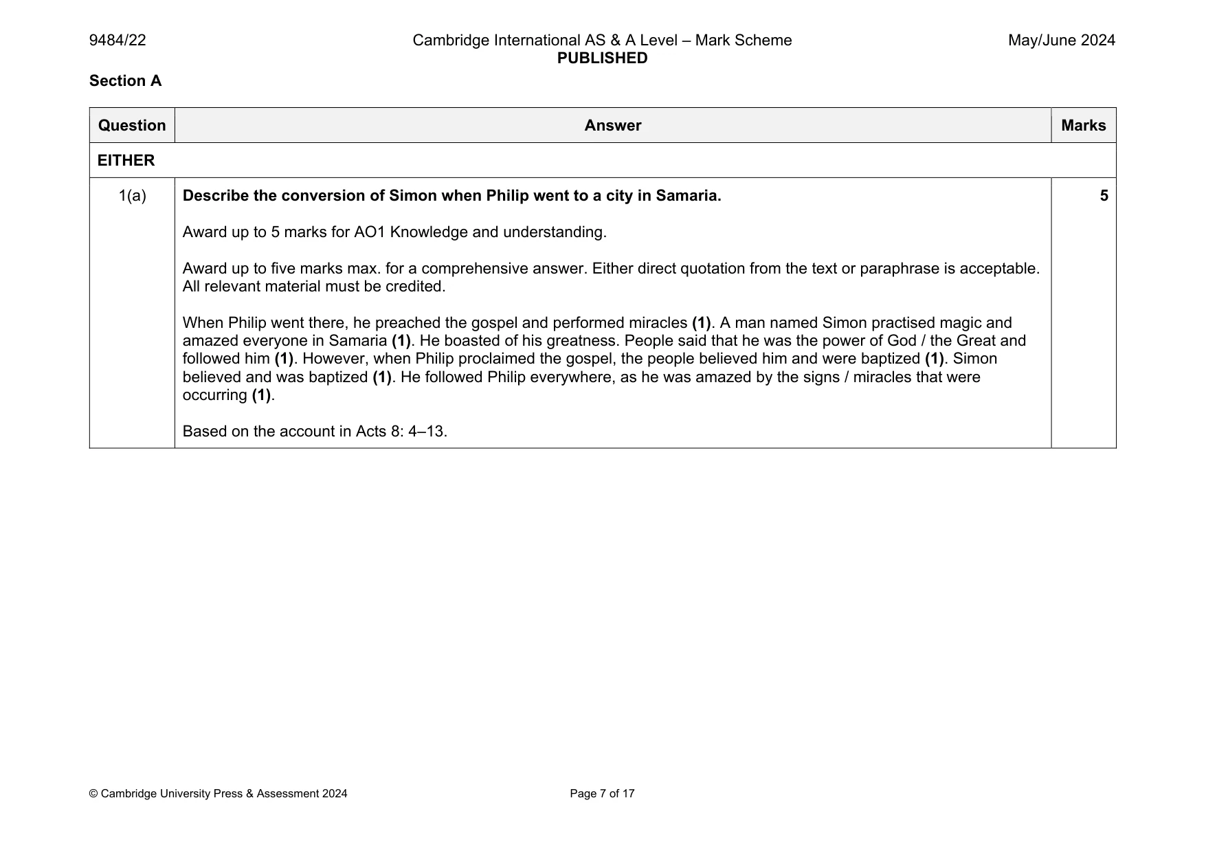 Mark scheme, page 7 of 17
