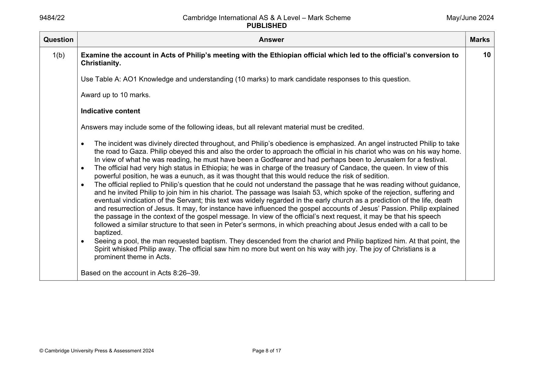 Mark scheme, page 8 of 17