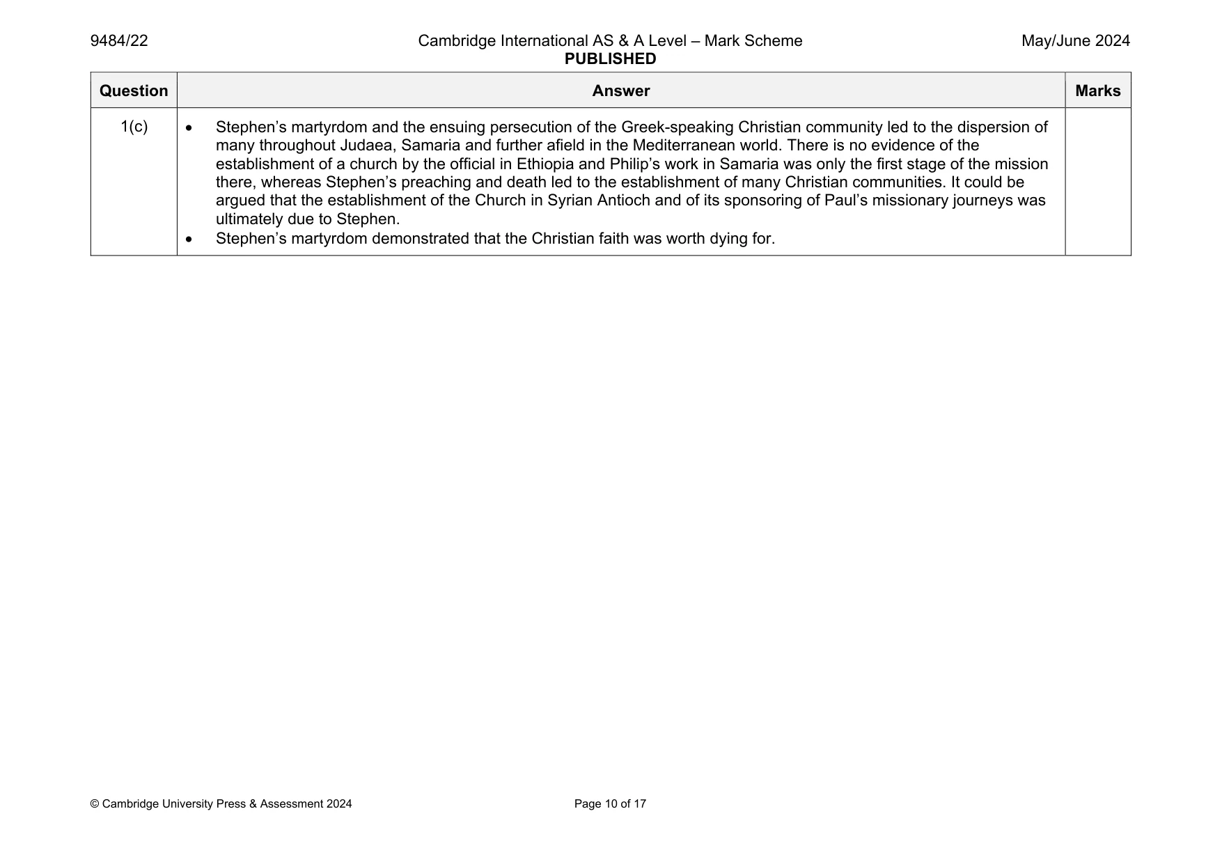 Mark scheme, page 10 of 17