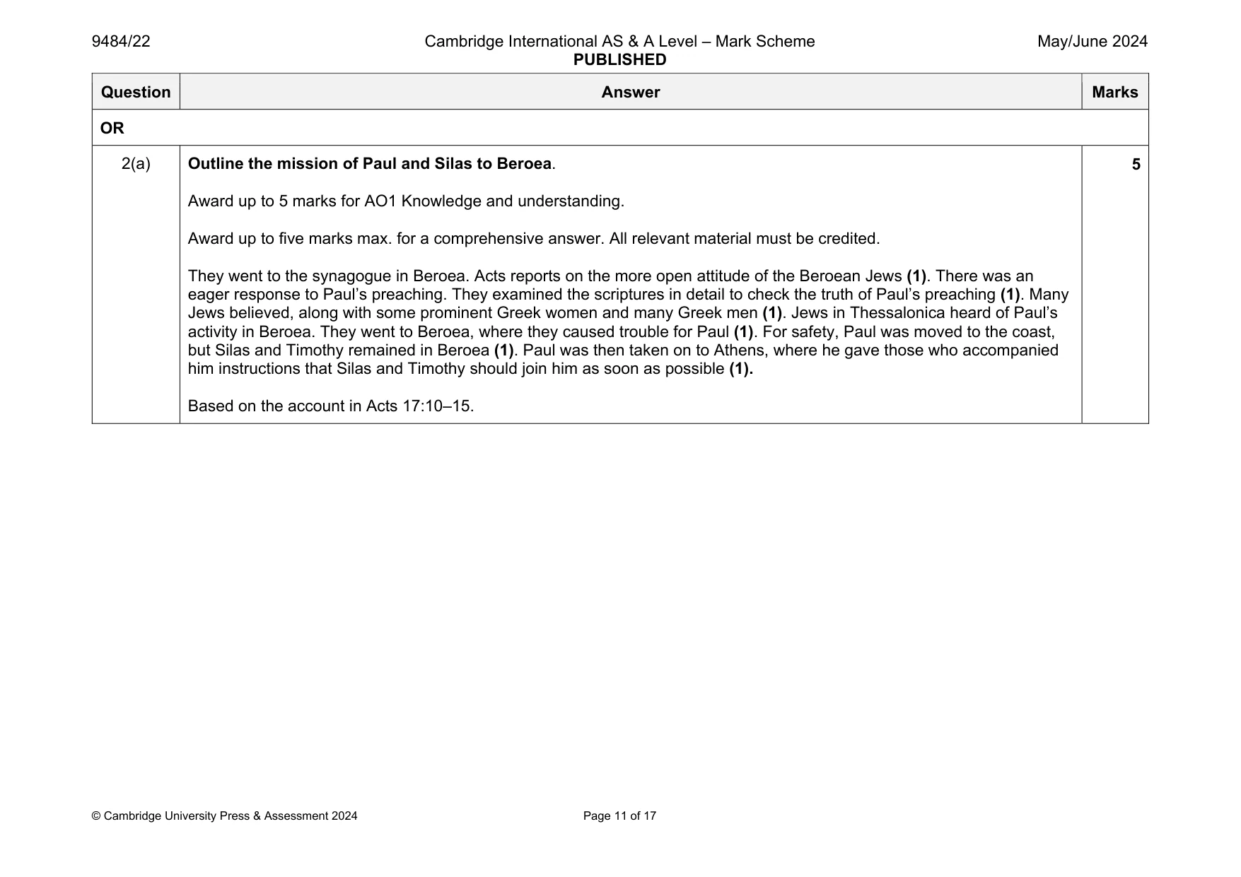 Mark scheme, page 11 of 17