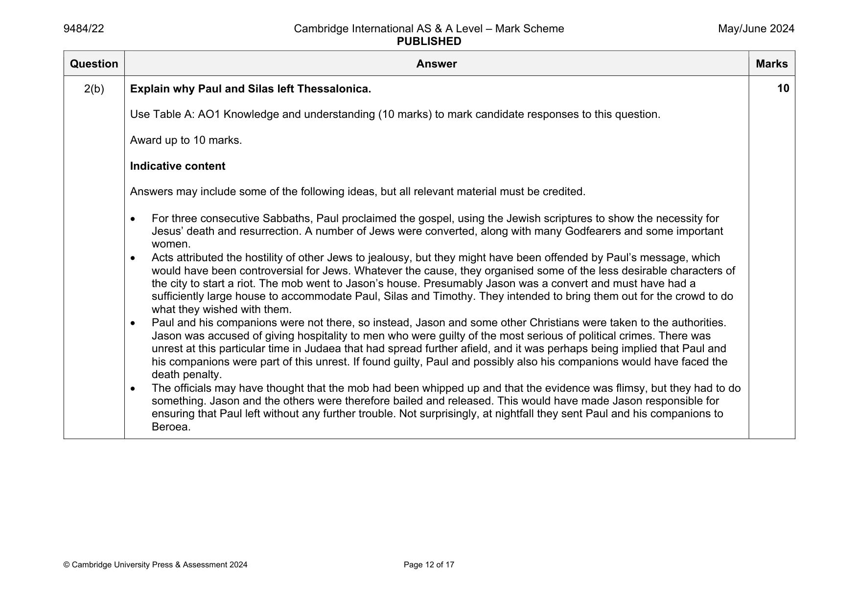 Mark scheme, page 12 of 17