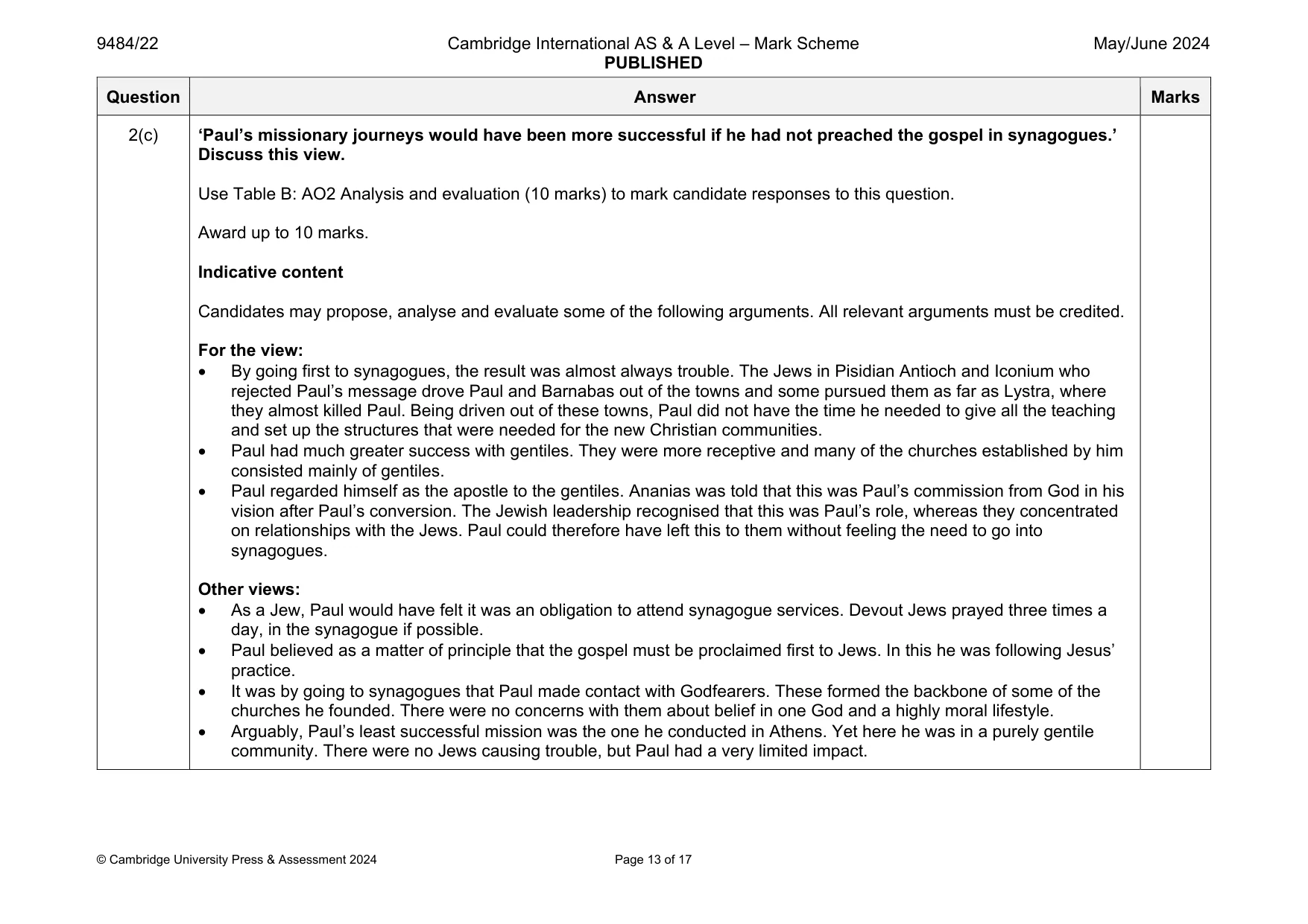 Mark scheme, page 13 of 17