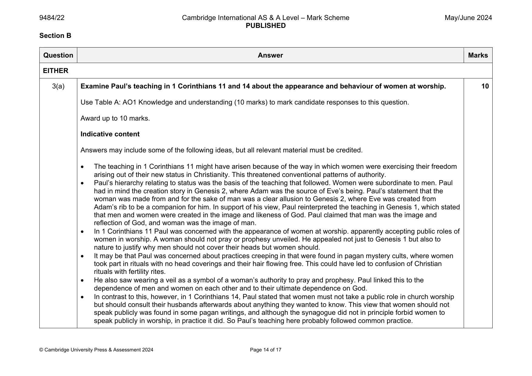 Mark scheme, page 14 of 17