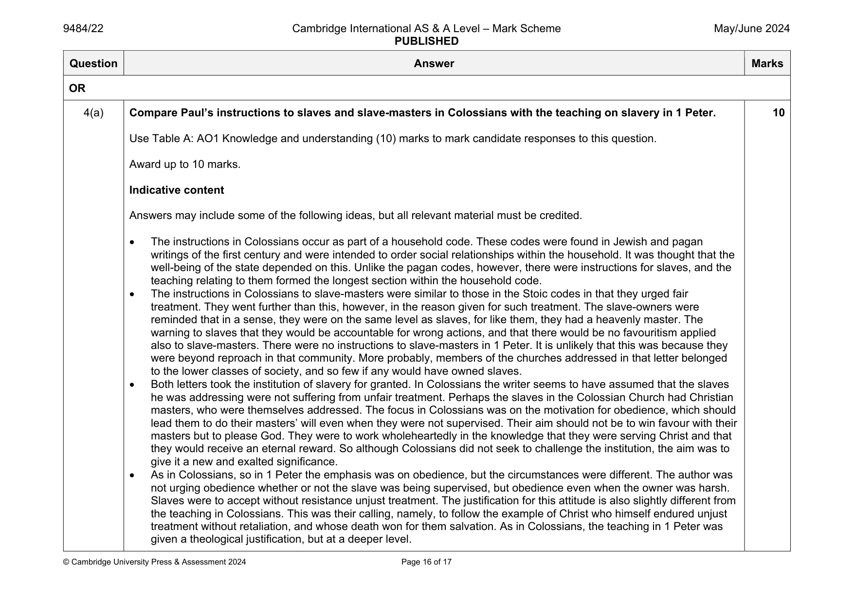 Mark scheme, page 16 of 17