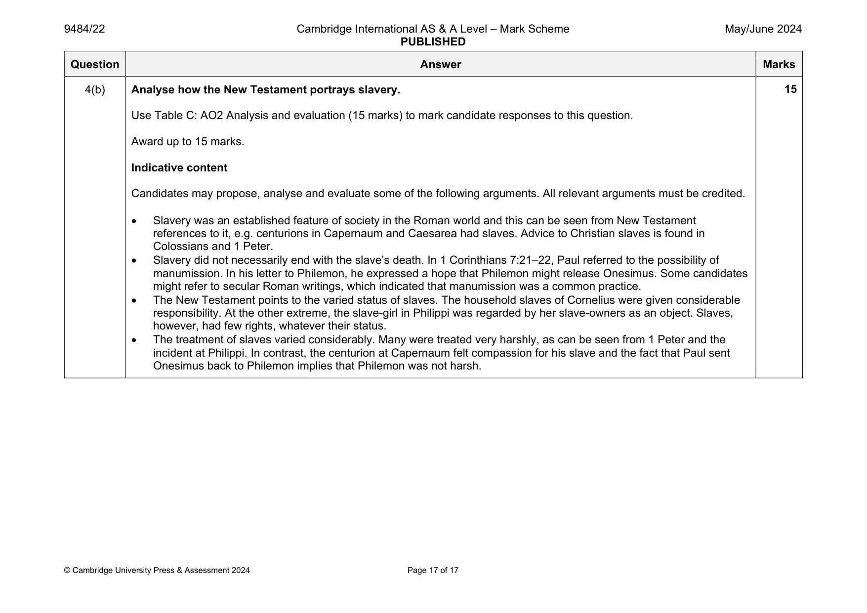 Mark scheme, page 17 of 17