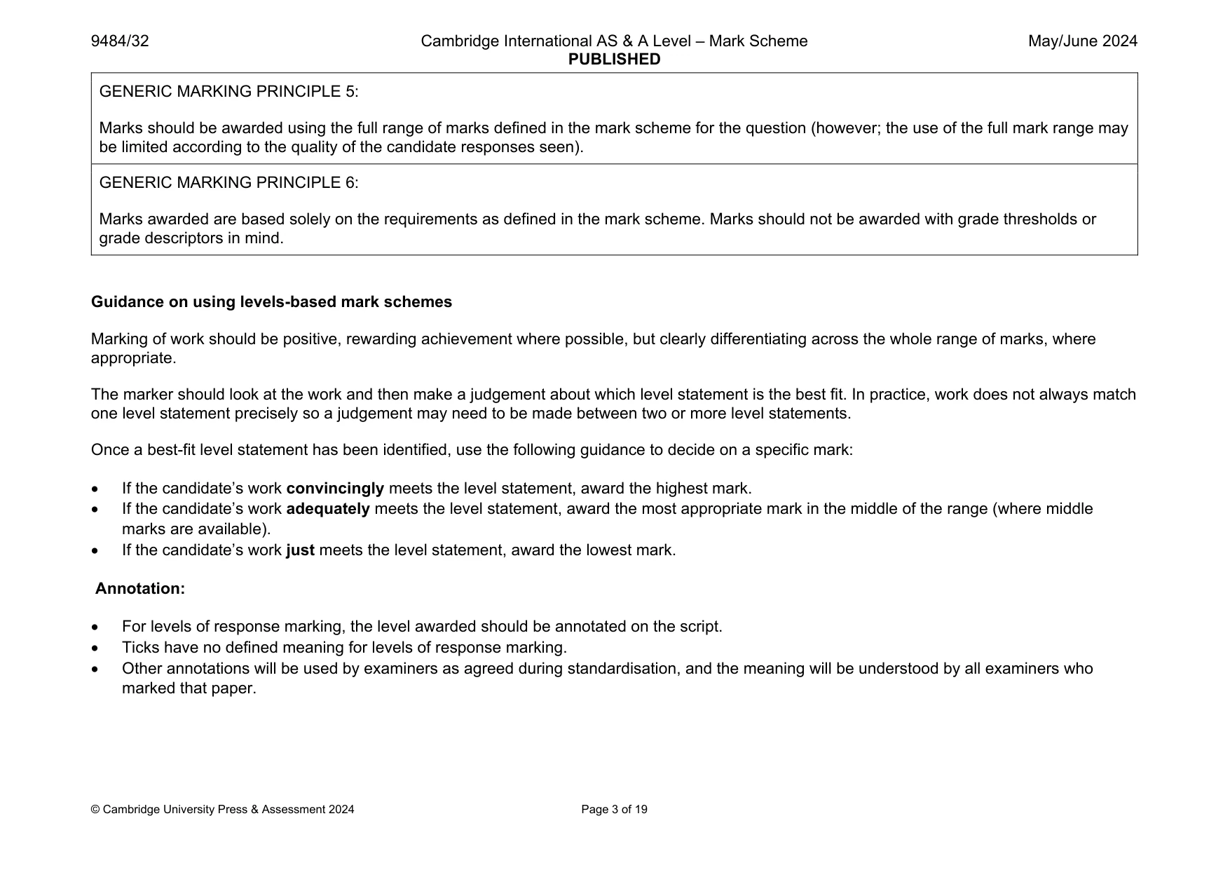 Mark scheme, page 3 of 19