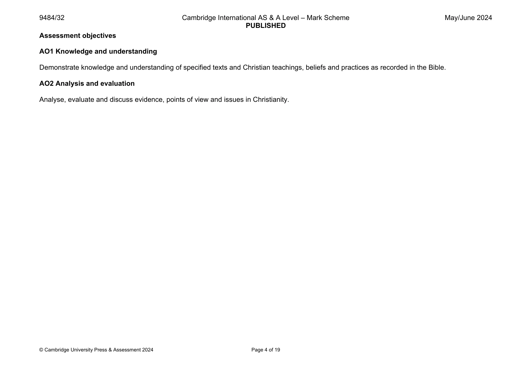 Mark scheme, page 4 of 19