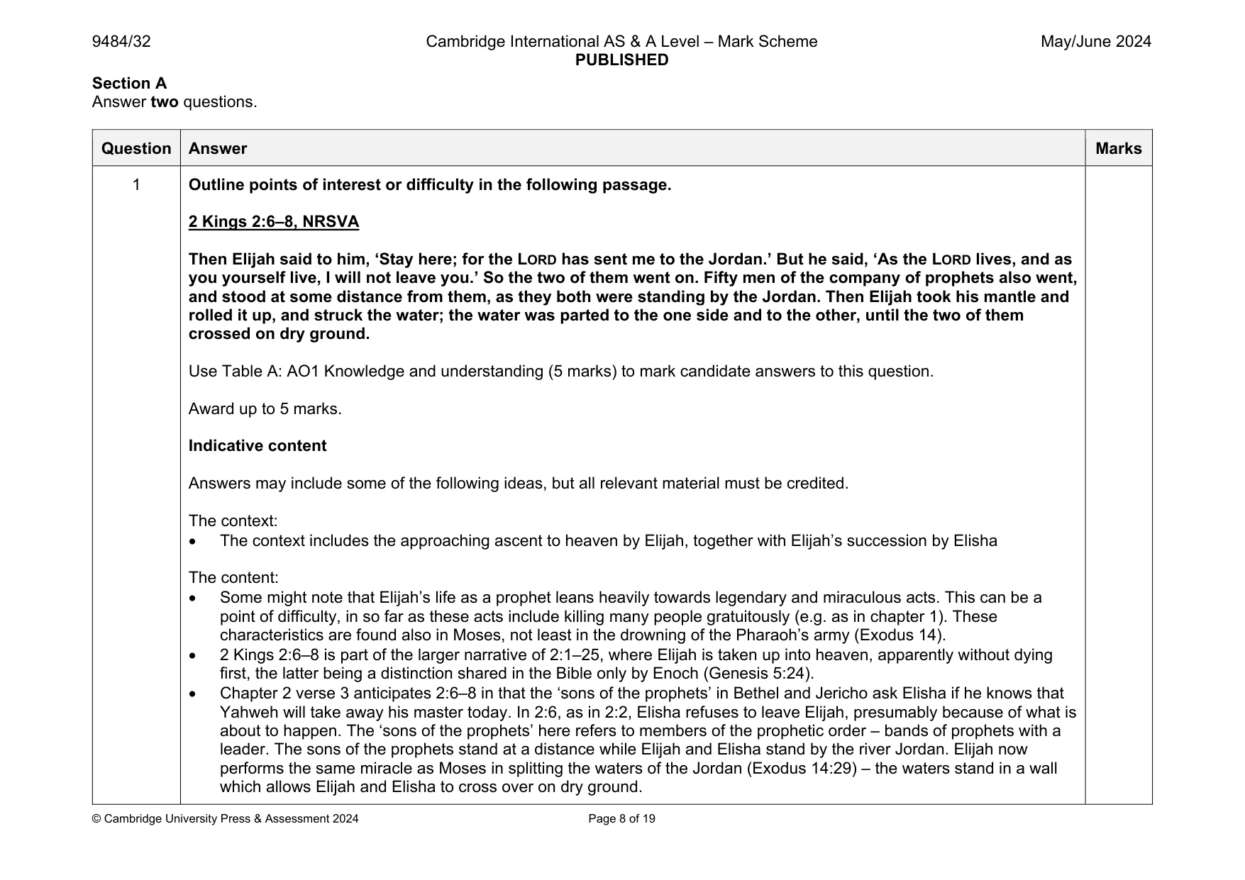 Mark scheme, page 8 of 19