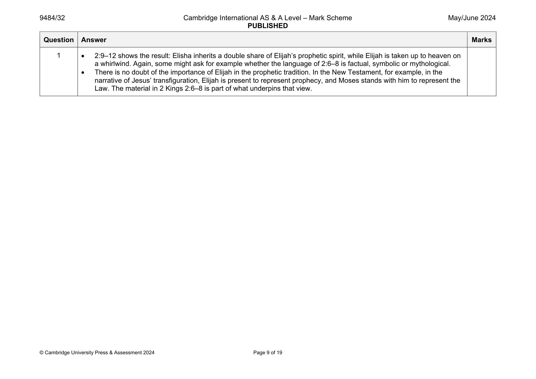 Mark scheme, page 9 of 19