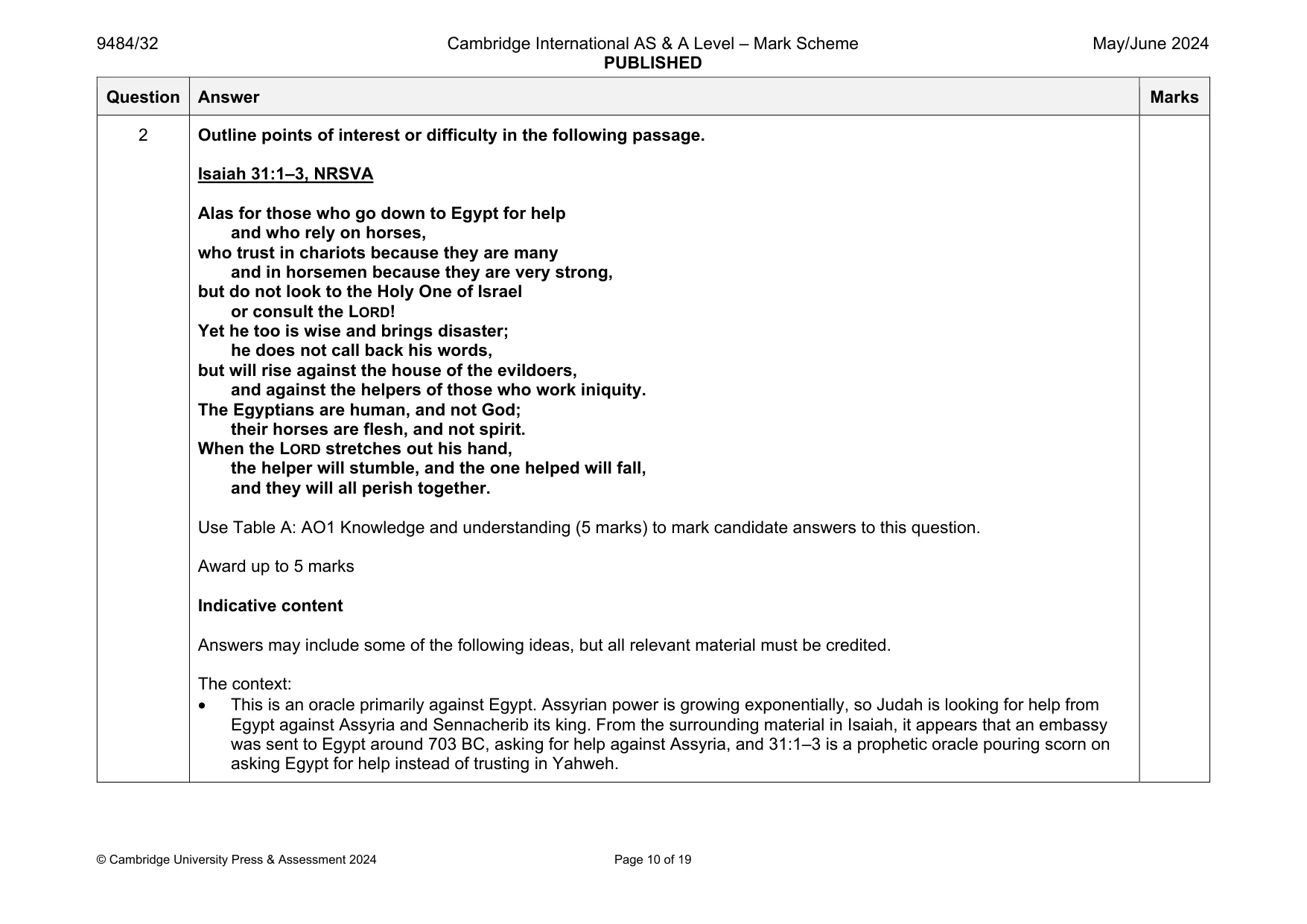 Mark scheme, page 10 of 19
