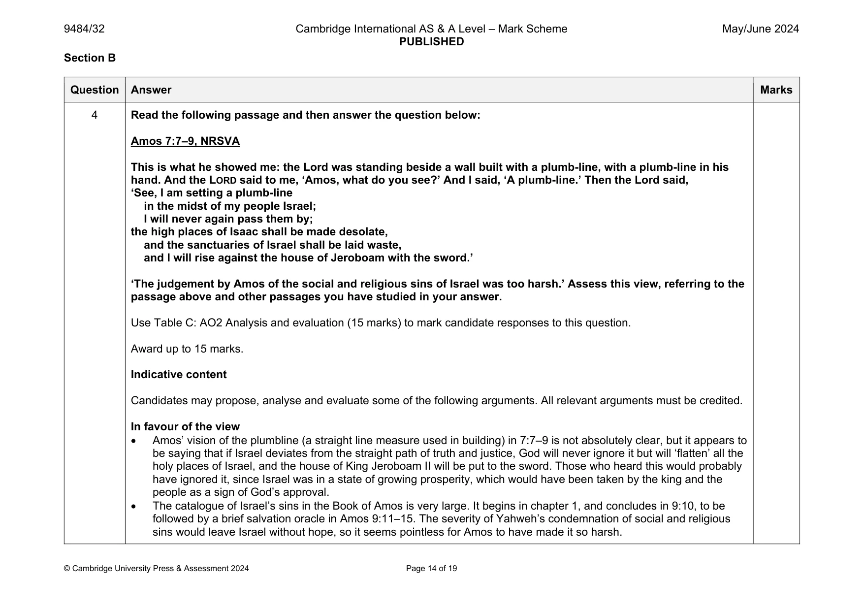 Mark scheme, page 14 of 19