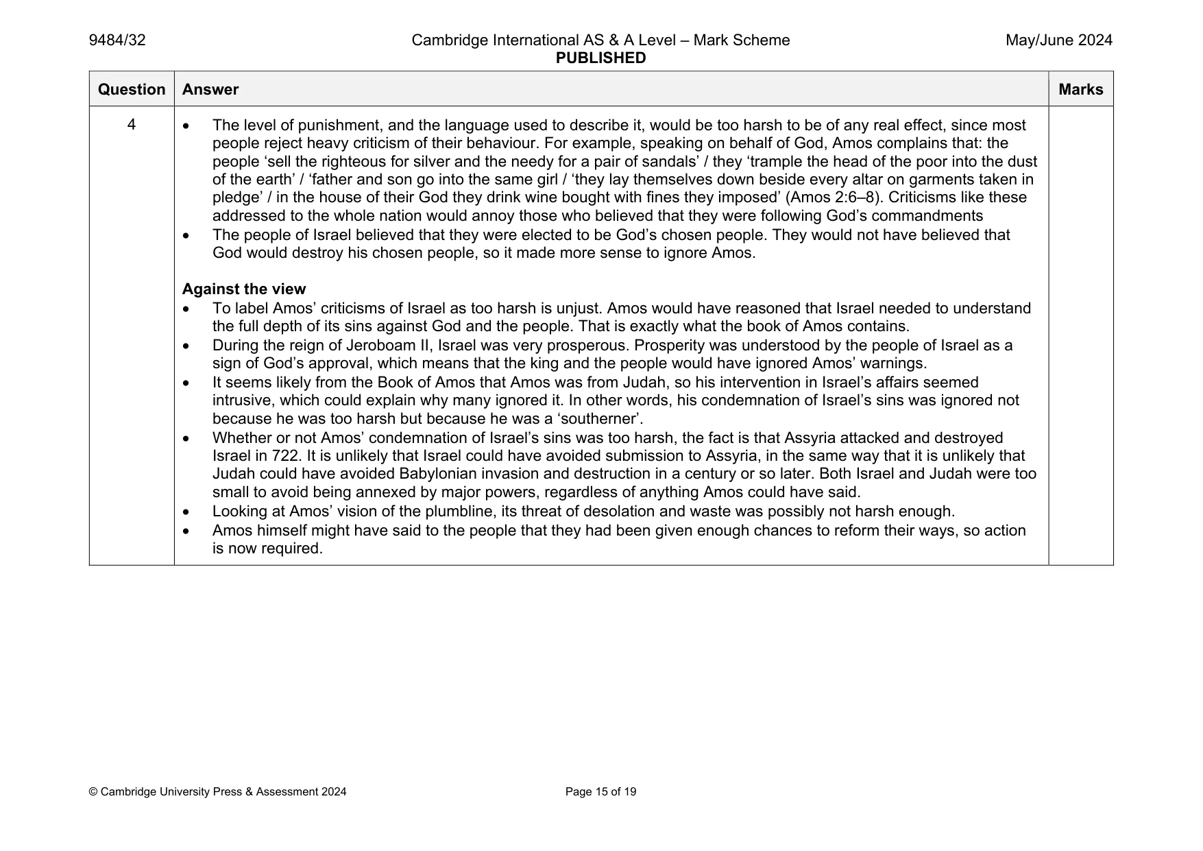 Mark scheme, page 15 of 19