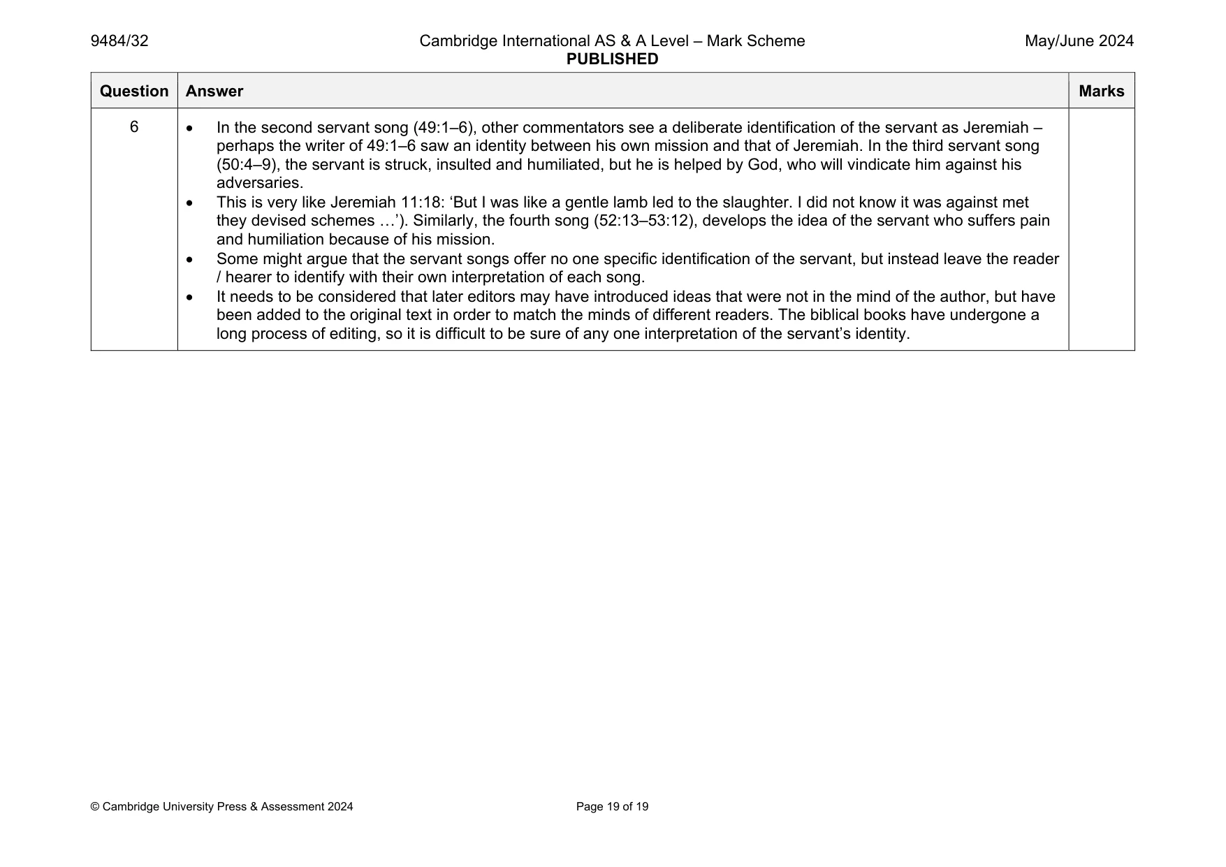 Mark scheme, page 19 of 19
