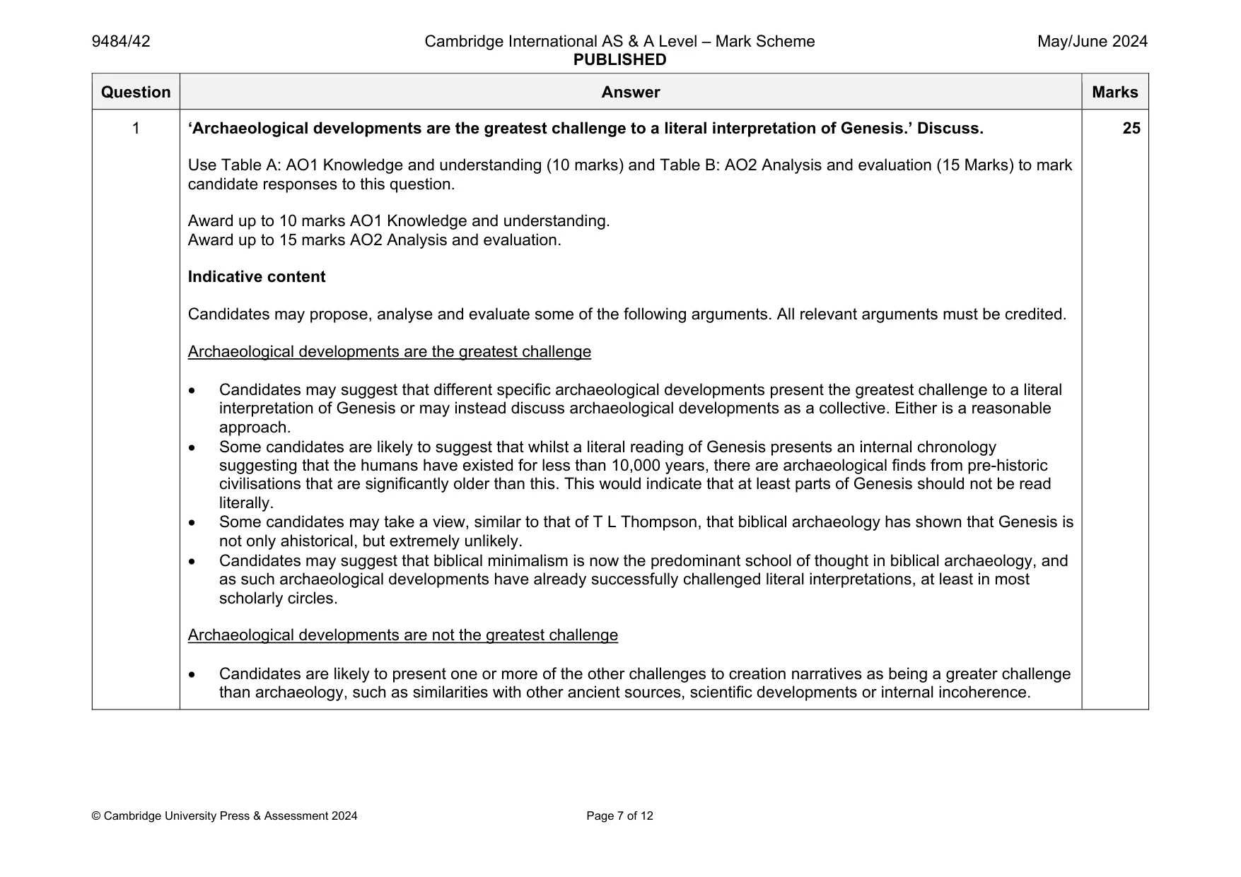 Mark scheme, page 7 of 12