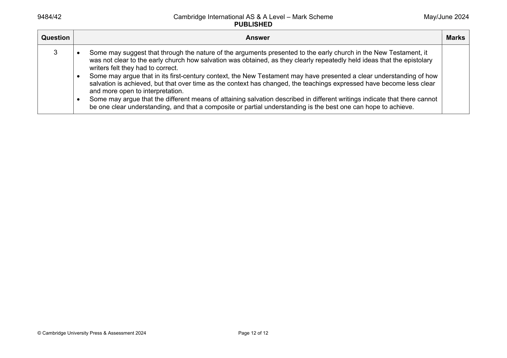 Mark scheme, page 12 of 12