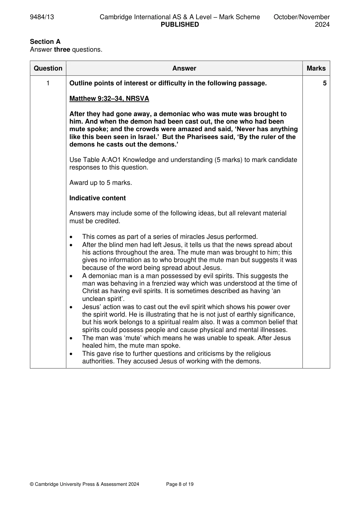 Mark scheme, page 8 of 19
