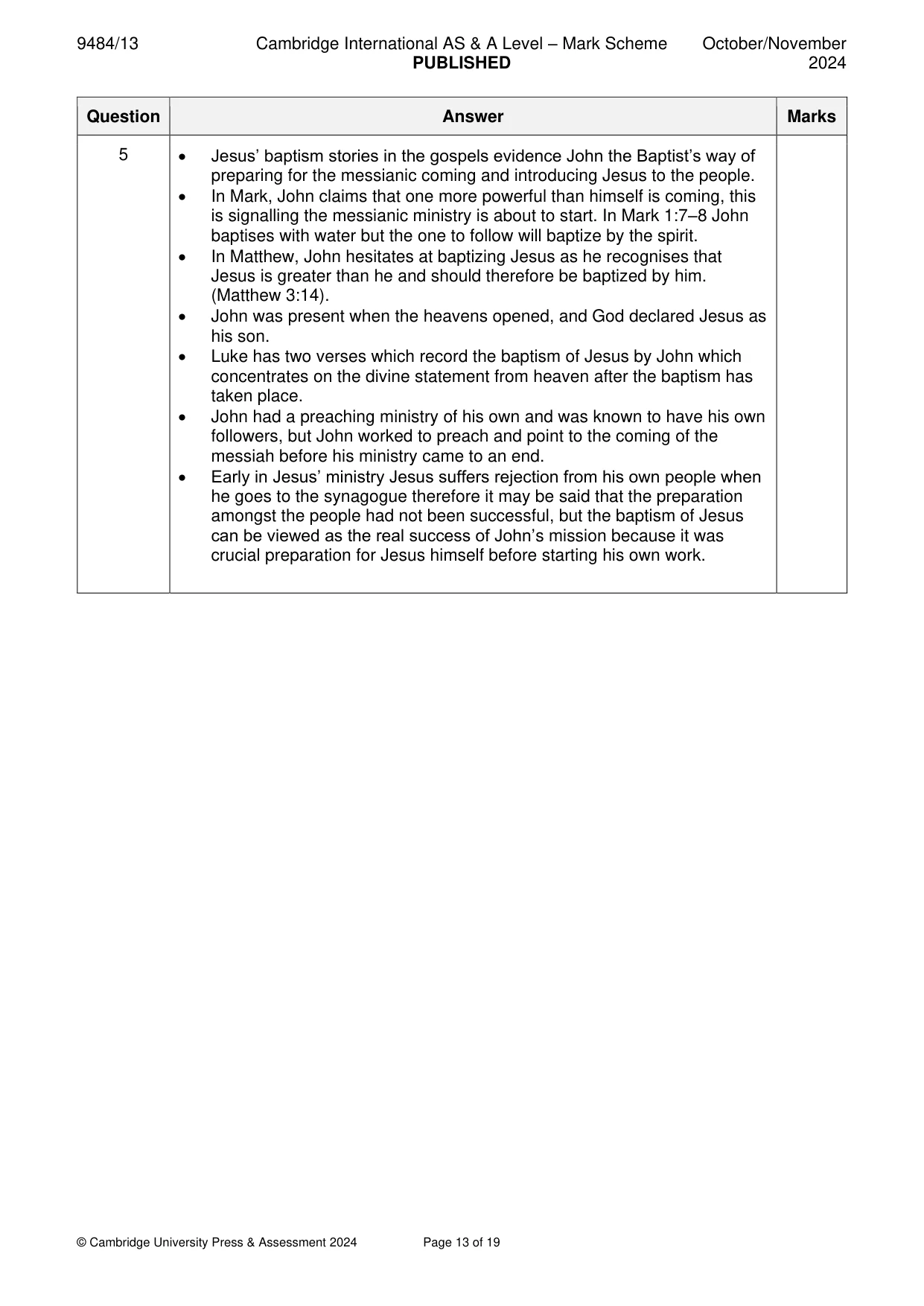 Mark scheme, page 13 of 19