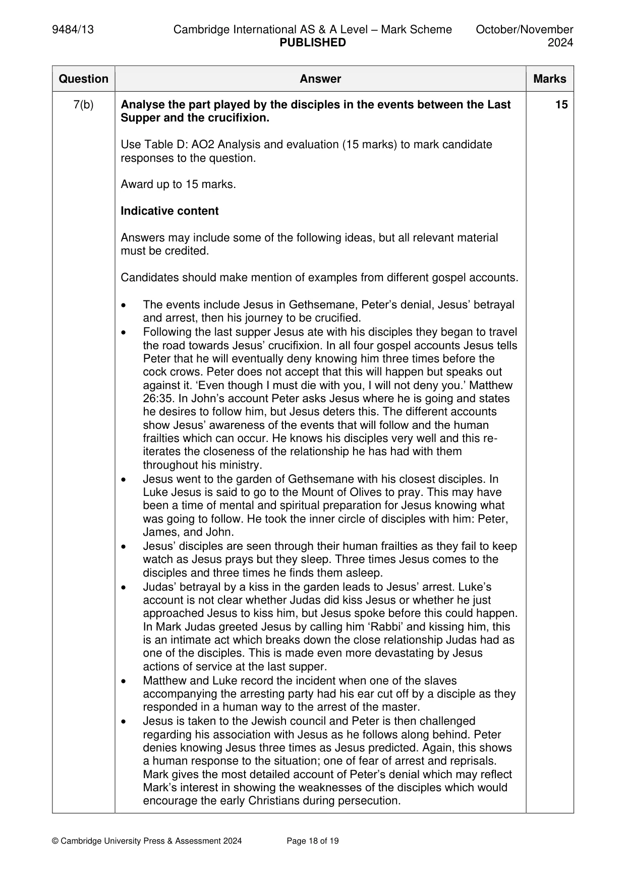 Mark scheme, page 18 of 19
