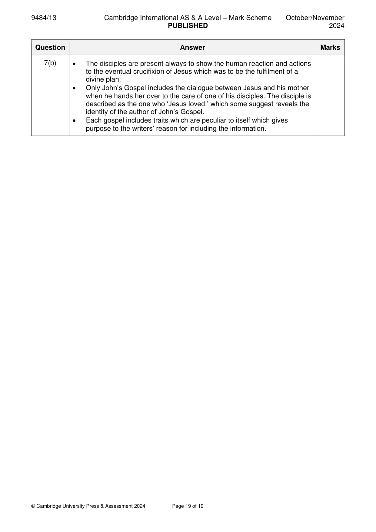 Mark scheme, page 19 of 19
