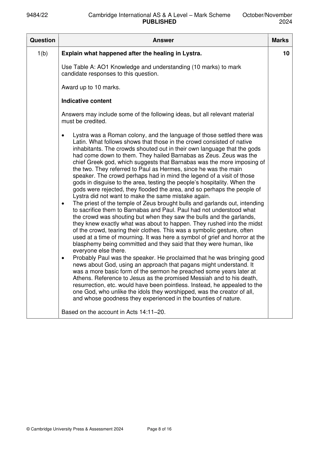Mark scheme, page 8 of 16