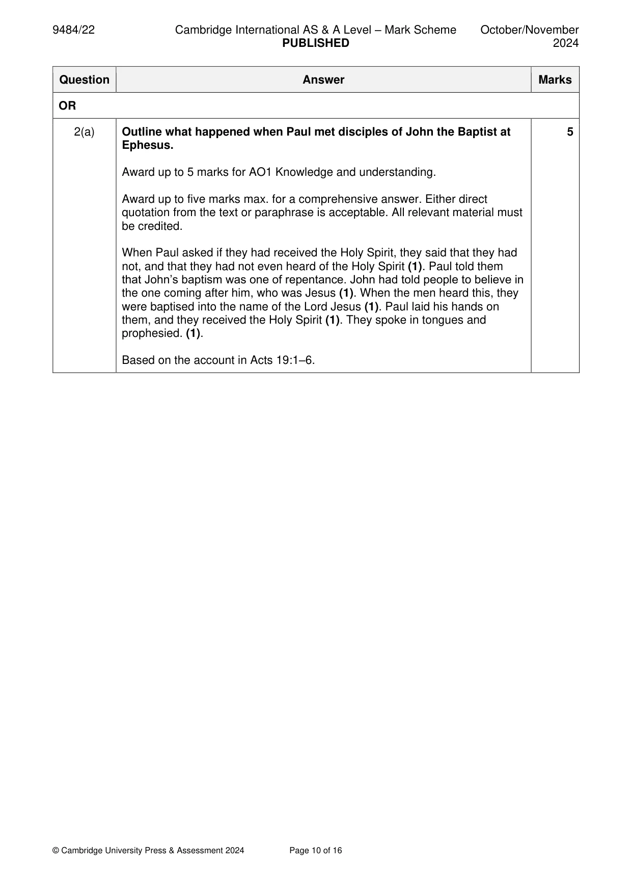 Mark scheme, page 10 of 16