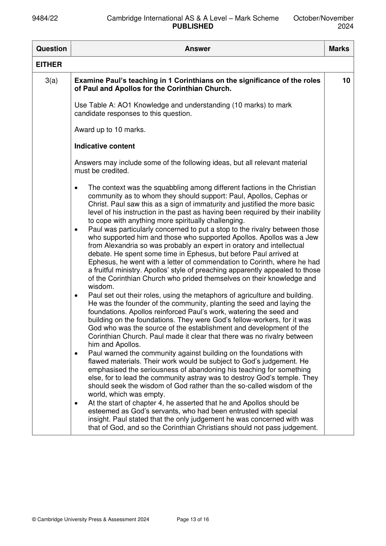 Mark scheme, page 13 of 16