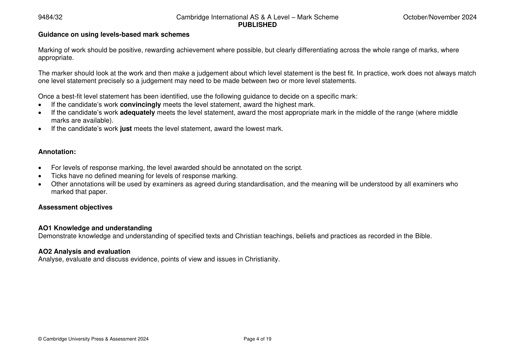 Mark scheme, page 4 of 19