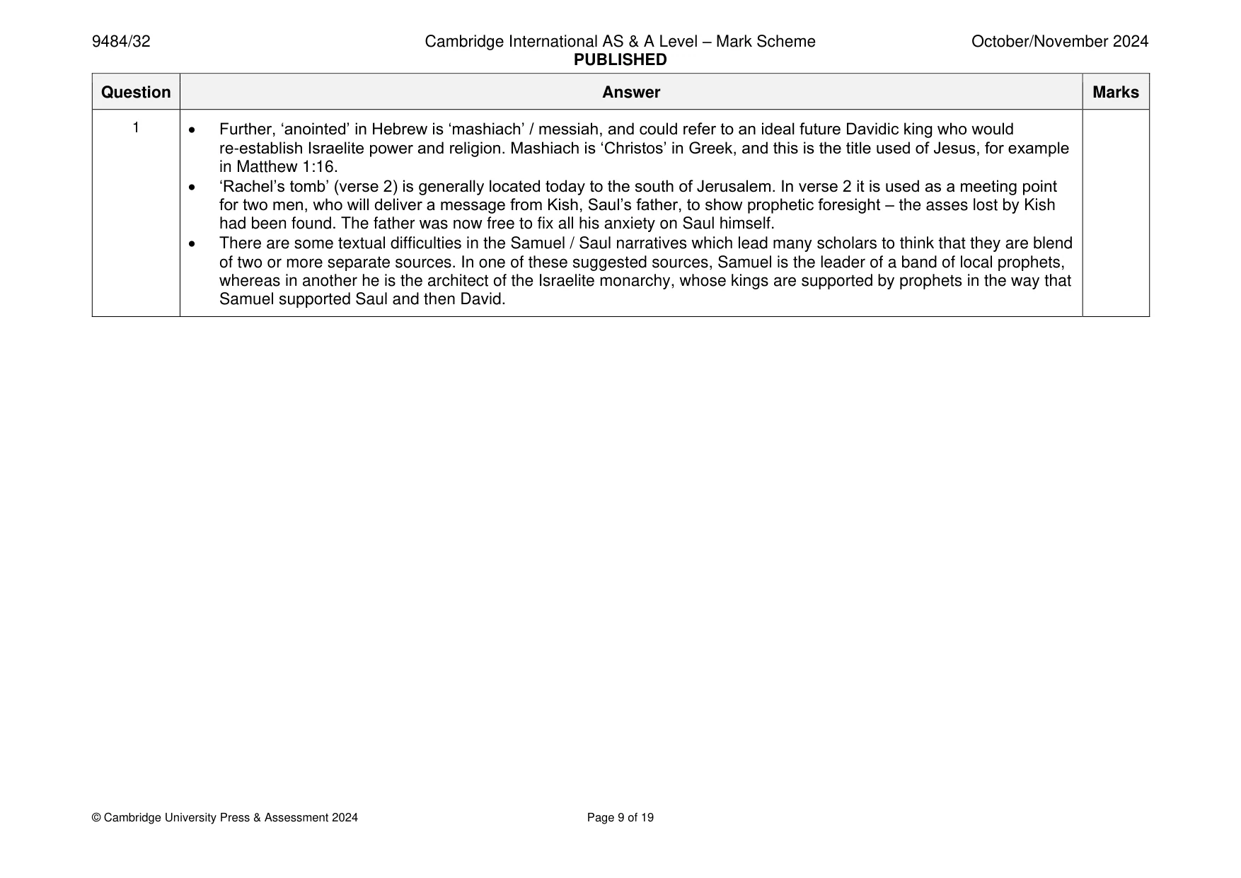 Mark scheme, page 9 of 19
