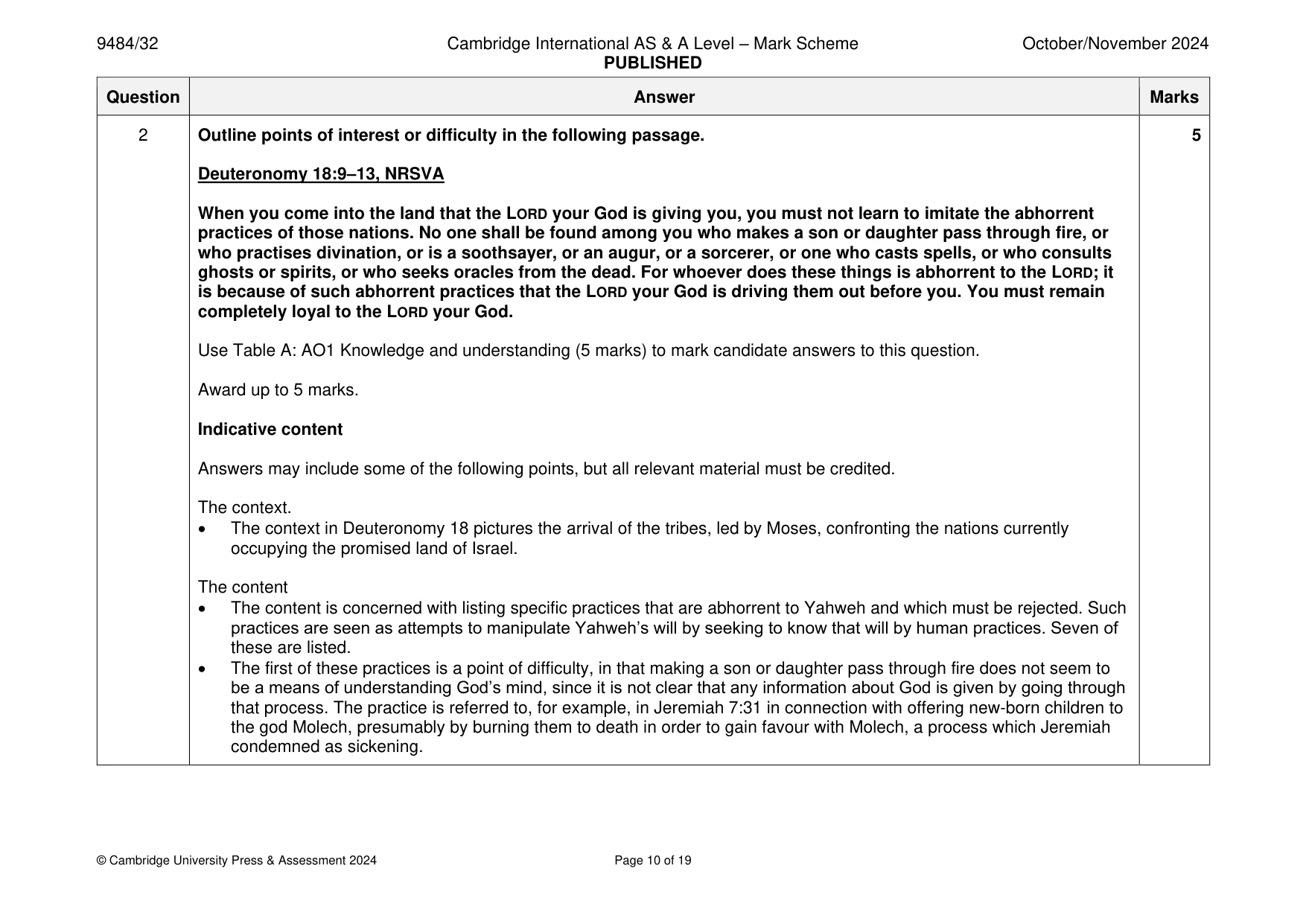 Mark scheme, page 10 of 19